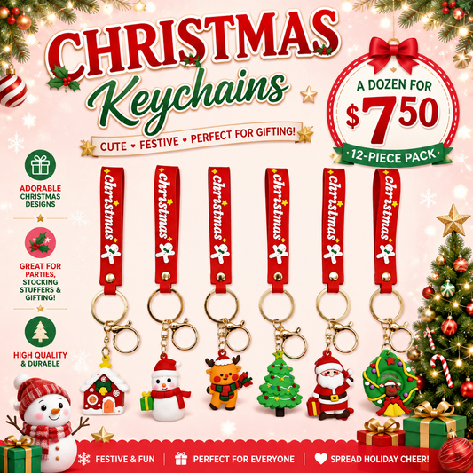 12PCS CHRISTMAS ASSORTED KEYCHAIN
