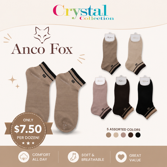 12PCS PACK NEUTRAL VIBES ANKLE SOCKS DNV-3162