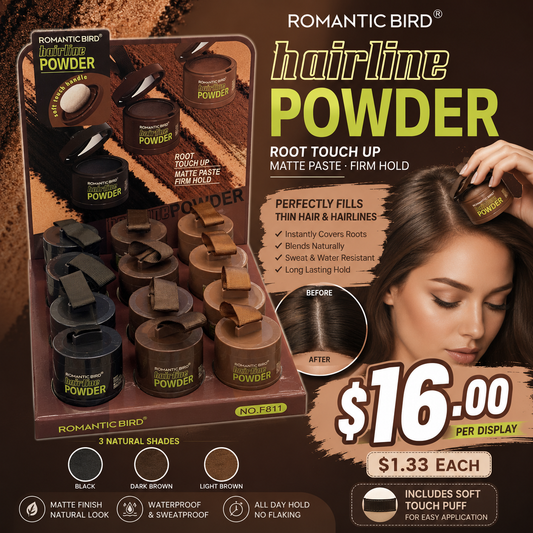 12PCS DISPLAY ROMANTIC BIRD HAIRLINE POWDER F811