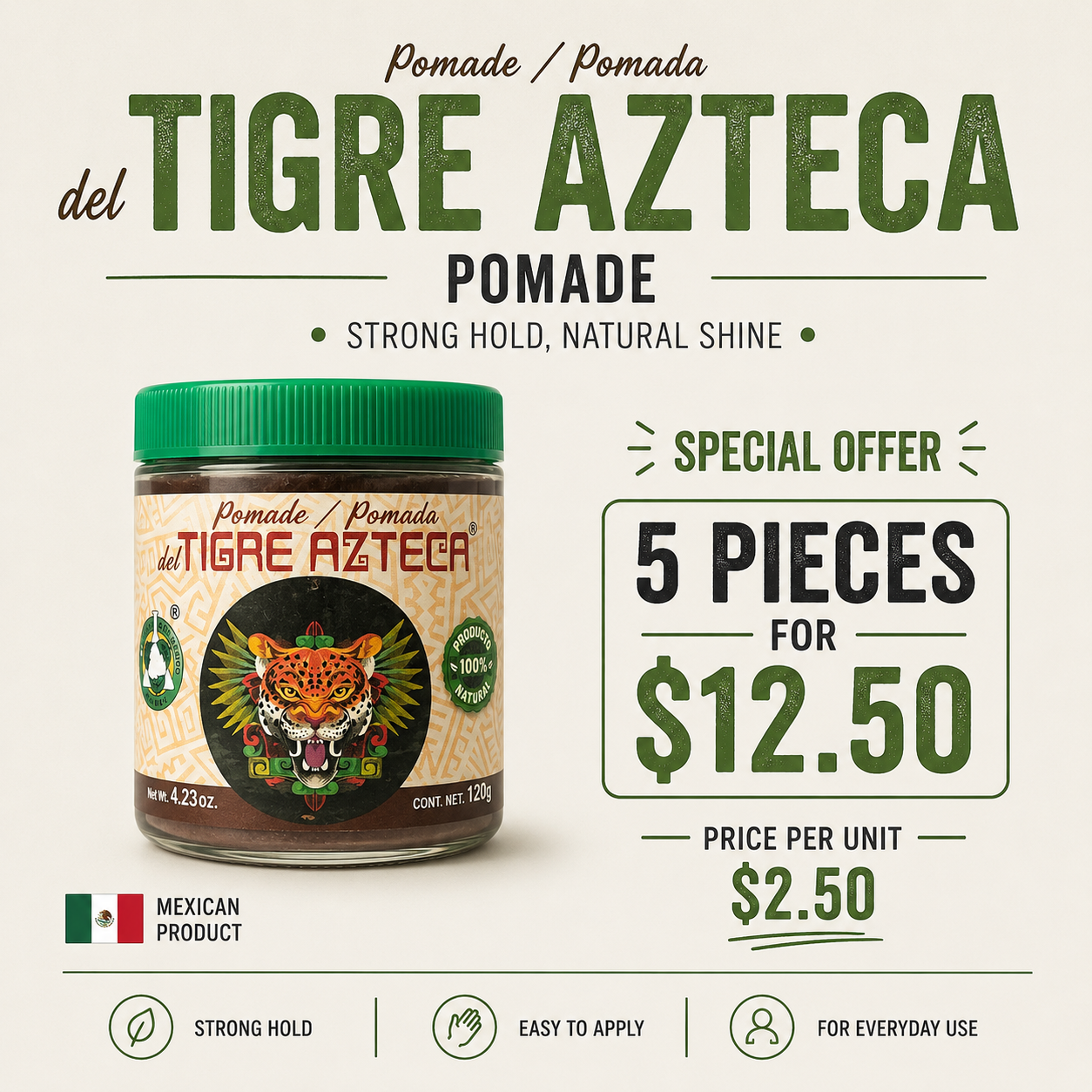 5PCS  POMADA DEL TIGRE AZTECA 5912