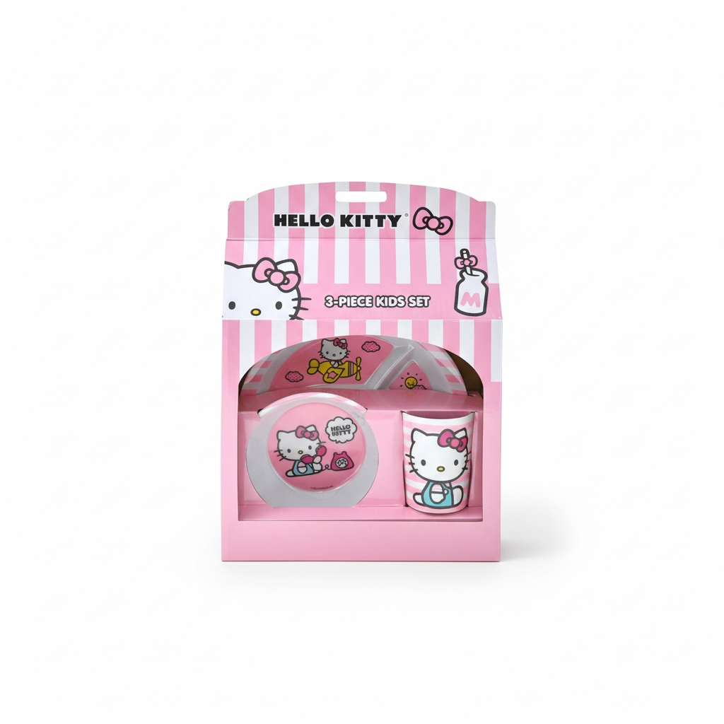 3PCS HELLO KITTY PINK KIDS DINNER SET HK3MS