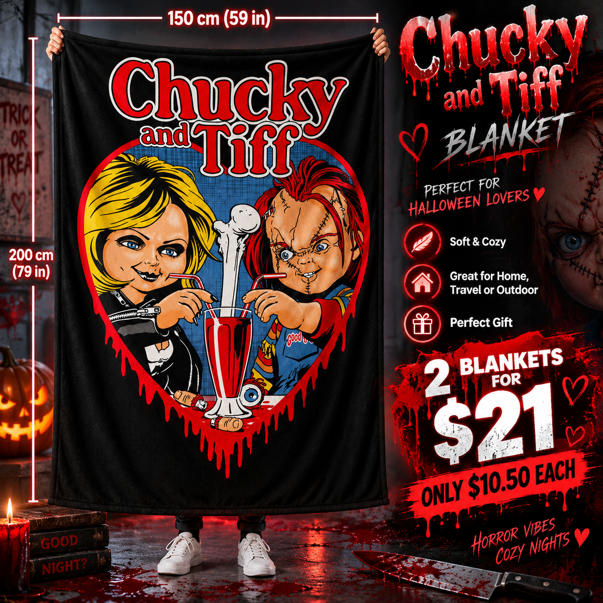 2PCS DARK WANNA PLAY COUPLE  BLANKET D-4