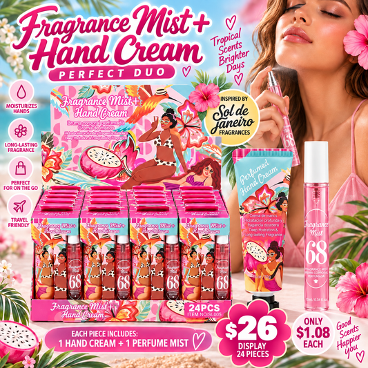 24PCS DISPLAY PINK 68 FRAGRANCE & HAND CREAM DUO SET SL005