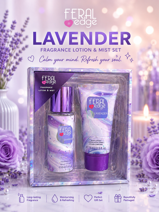 2 PCS PURPLE FERAL EDGE FRAGRANCE LOTION & MIST LAVENDER FEF-002S