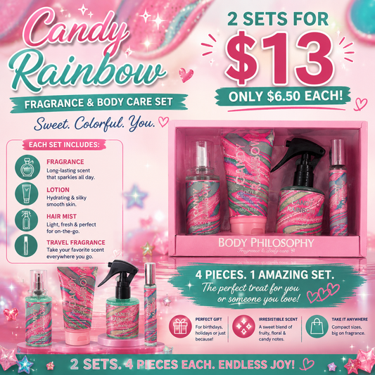 2PCS SET PAMPER ME FRAGANCE CANDY RAINBOW 4PCS PINK-02