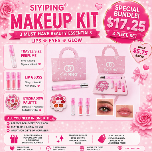 3PCS SIYIPING PINK C&C PURSE 6PCS MAKE UP DUO SET SYP-ST21