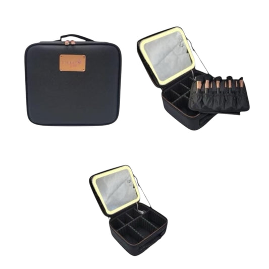 SIMPLY BELLA BLACK TRAVEL MAKE UP CASE WITH LED MIRROR