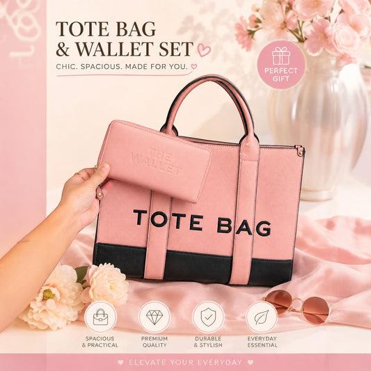 1PC DUSTY PINK TOTE BAG WITH WALLET TB6-0136W