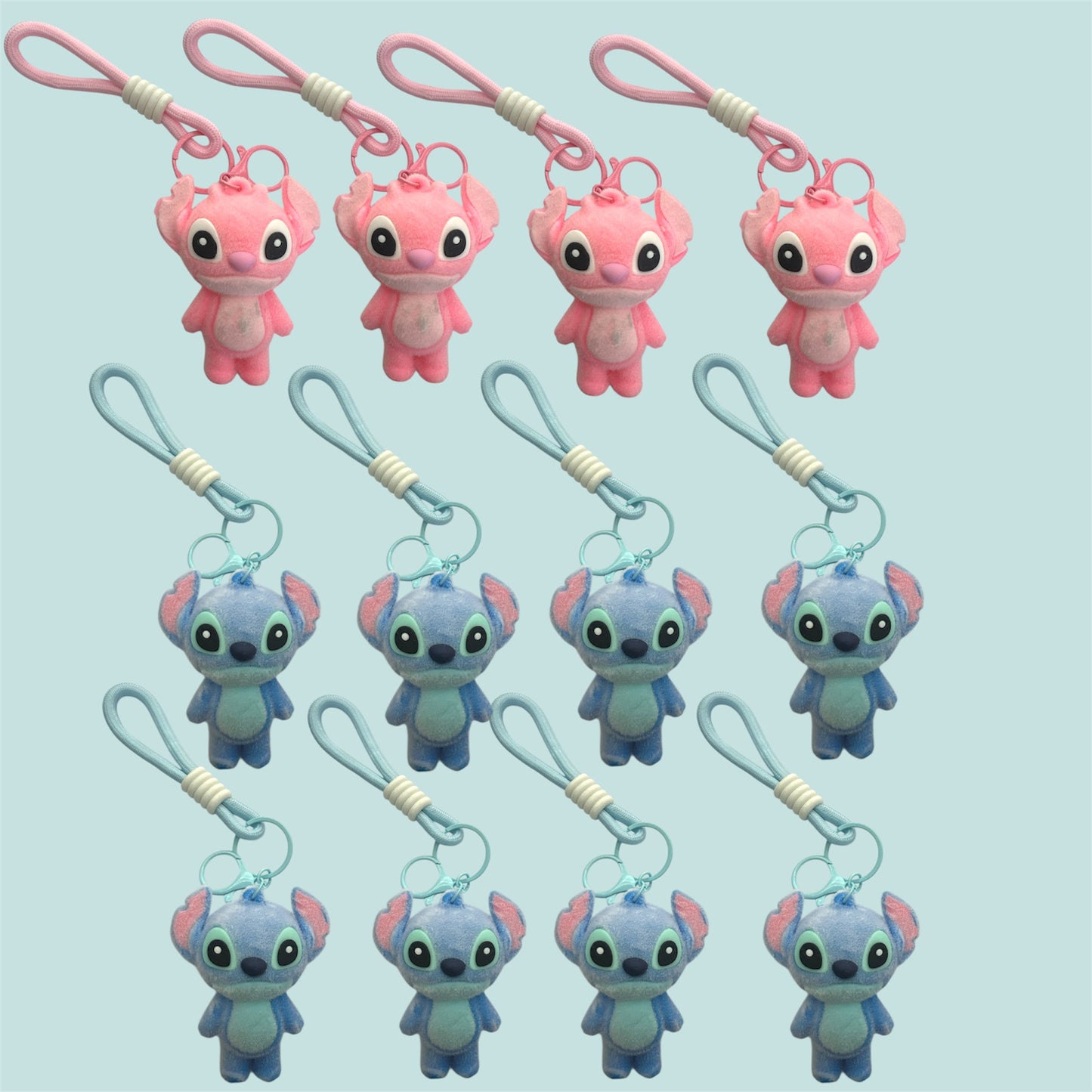 12PCS PACK PINK AND BLUE ST KEYCHAIN STFKC