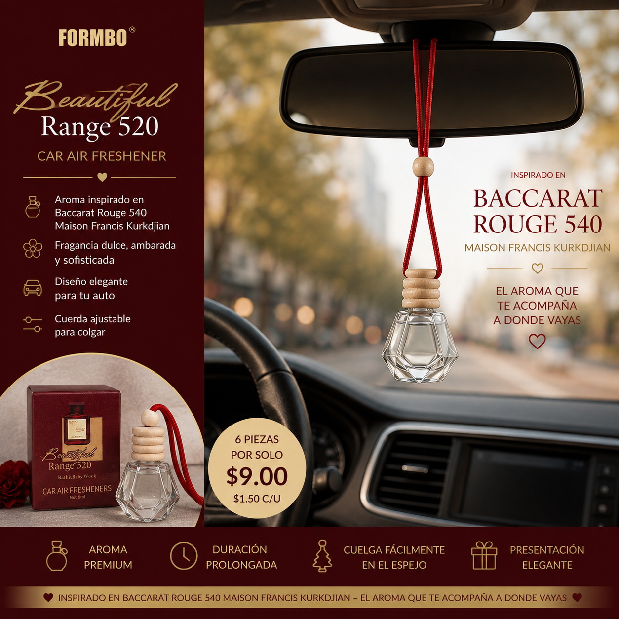 6PCS BEAUTIFUL RANGE 520 CAR AIR FRESHNER FBCZ008-24