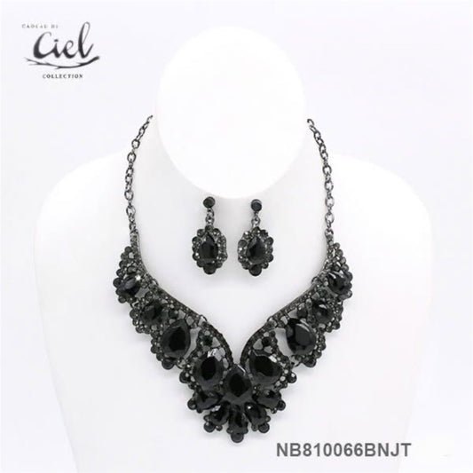 1PCS LUXURIOUS BLACK NECKLACE WITH EARRINGS