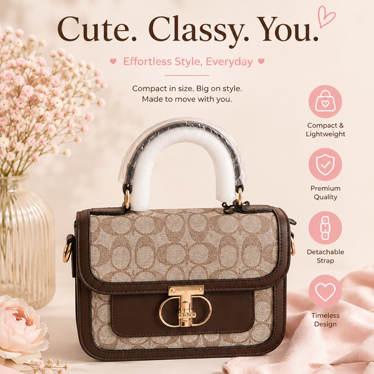 1PCS LIGHT & DARK BROWN C&C PURSE  WITH WALLET XFT-9095-ADBR