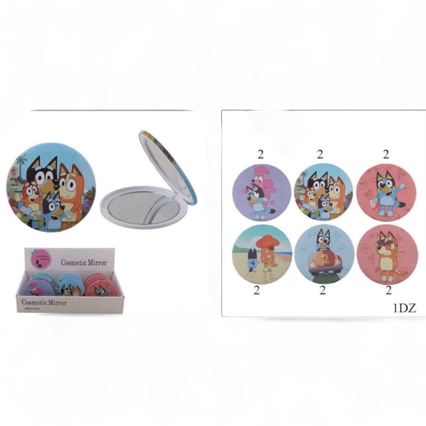 12PCS DISPLAY BLUE DOG & FRIENDS POCKET MIRROR DNV-2828