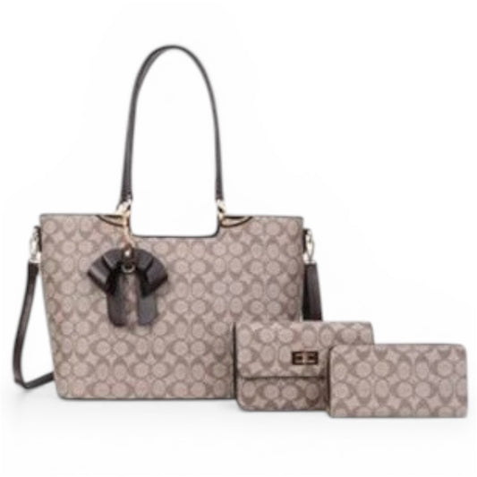 1PCS LIGHT BROWN C&C BIG TOTE PURSE WITH WALLET XFT-8093-SCF