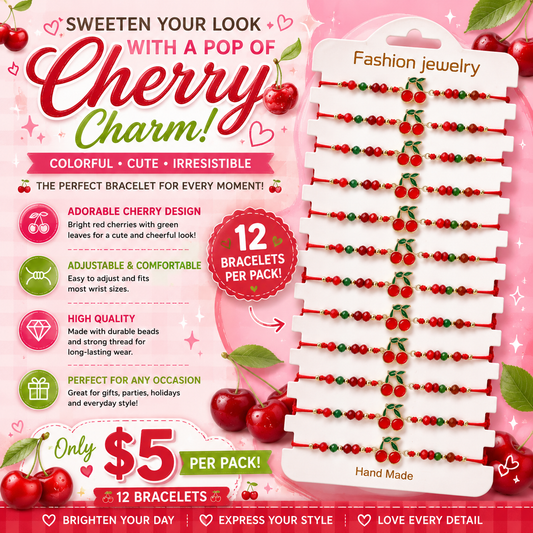 12PCS PACK CHEERY WITH BEADS STRING  BRACELET 4412