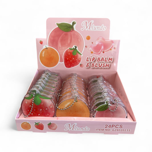 24PCS MIUNDO FRUIT KEYCHAIN LIP BALM & BLUSH GZ8020231￼