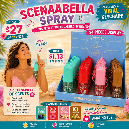 24PCS DISPLAY SCENABELLA BRAZILIAN LIGHT  FRAGARANCE SPRAY