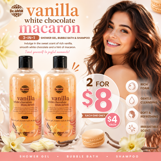 2PCS DR. LANA SHAMPOO 3 IN 1 VANILLA WHITE CHOCOLATE & MACARON 6635