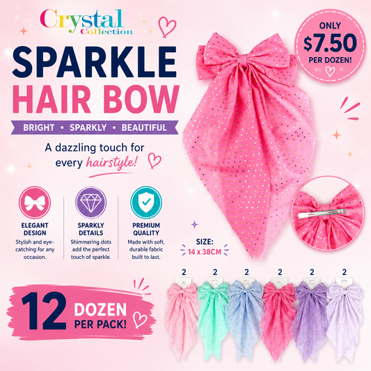 12PCS PACK JUMBO BLING HAIR BOWS YBR-1872