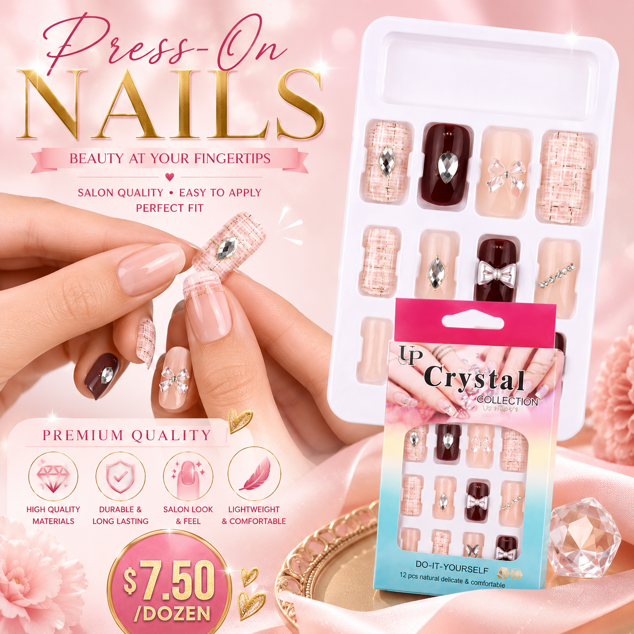 12PCS COQUETTE PRESS ON NAILS ANV-0621