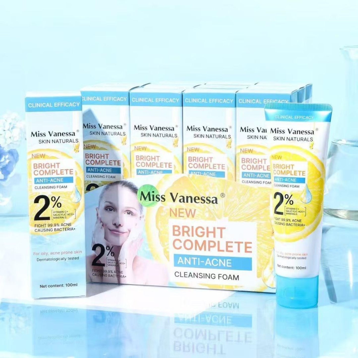 12PCS MISS VANESSA NEW BRIGHT ANTI -ACNE CLEANSING FOAM M7074