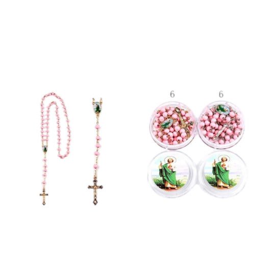 12PCS PACK PINK ROSARY SAN JUDAS TADEO YNK-2187LP