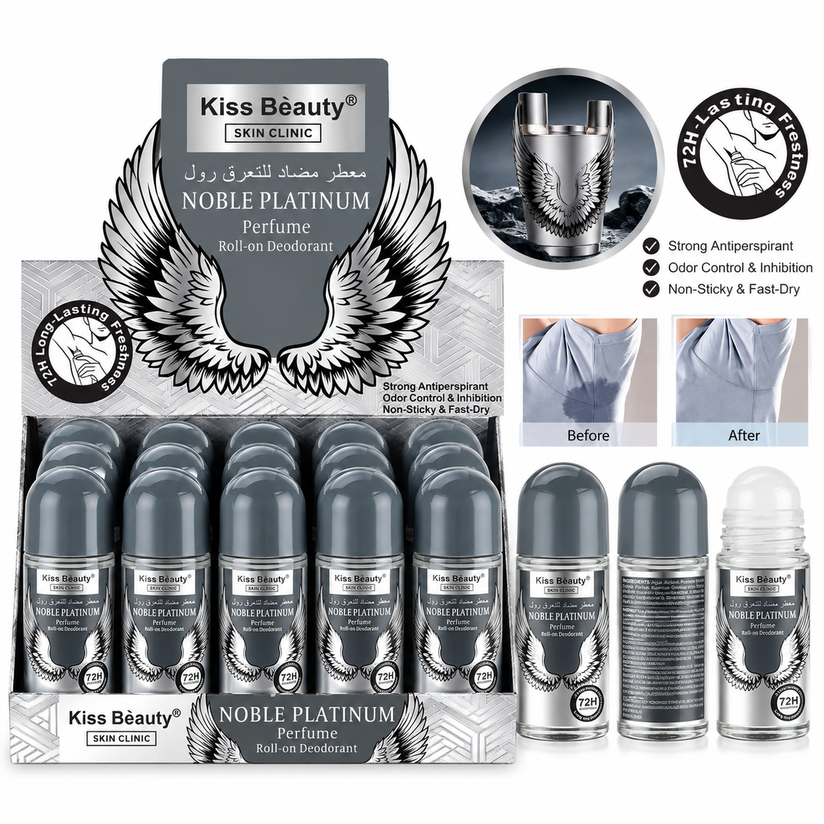 Kiss Beauty Men Noble Platinum Roll On Deodorant