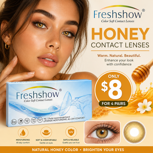 4PAIRS  SET FRESHSHOW EYE CONTACT LENSES PURE HONEY