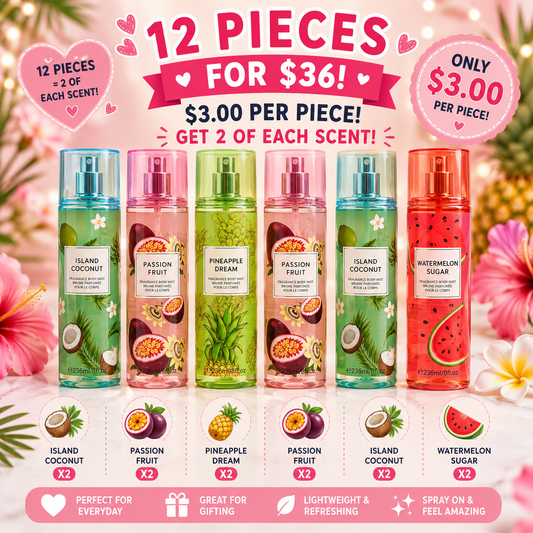 12PC SET LOVE OF PARADISE BODY MIST 2 OF EACH SCENT 88819