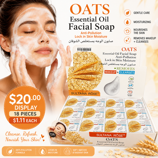 18PCS DISPLAY SULTANA ROSE OATS ESSENTIAL OIL FACIAL SOAP SA-250