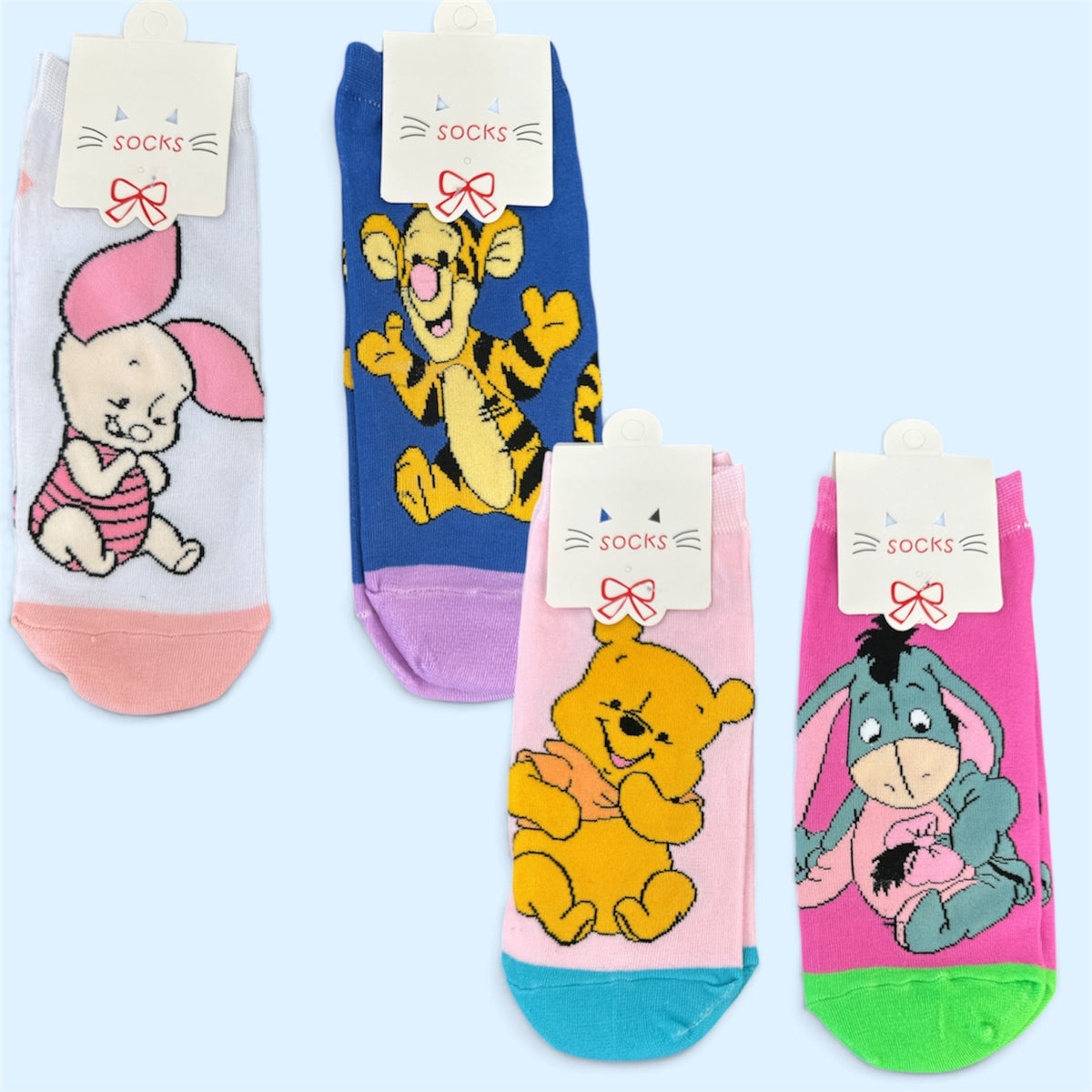 12PCS PACK POOH & FRIENDS ANKLE SOCKS S4