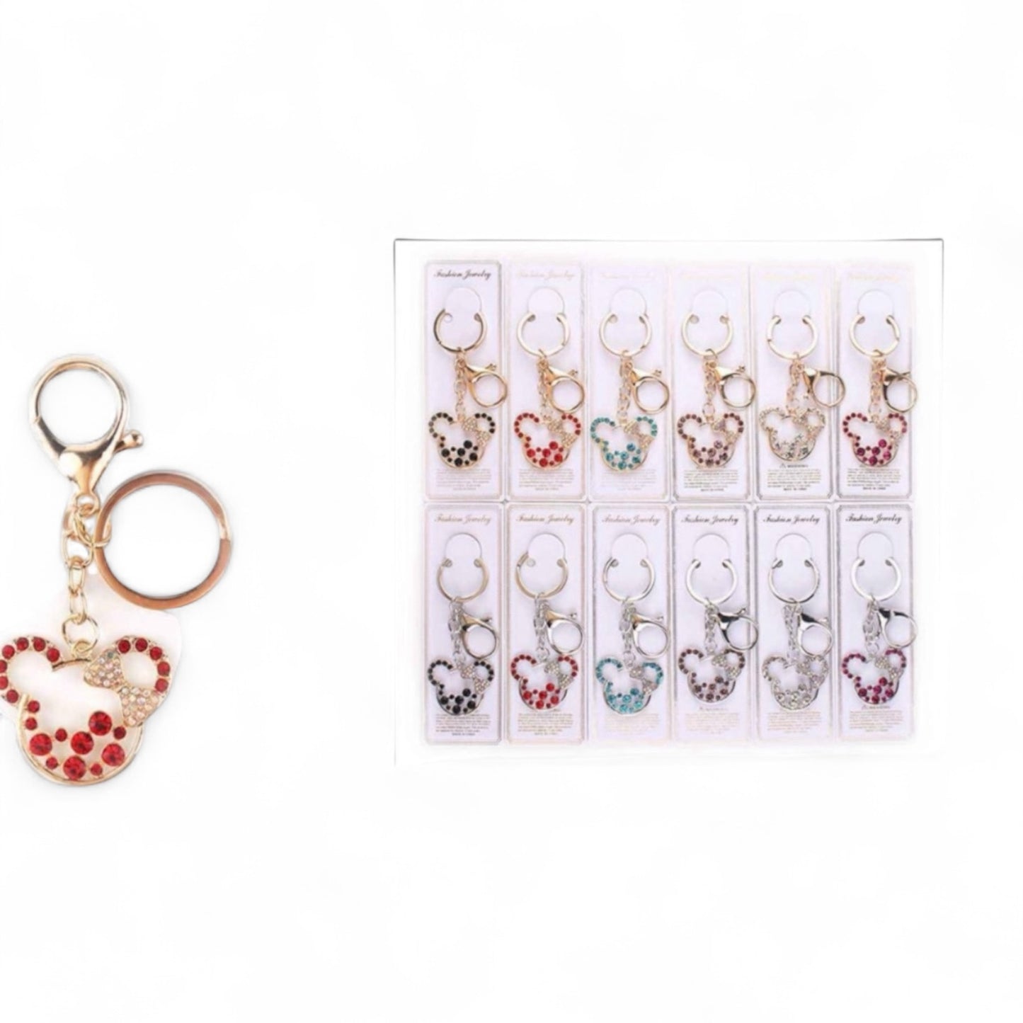 12PCS PACK MOUSE BLING BLING KEYCHAINS KBC -0526