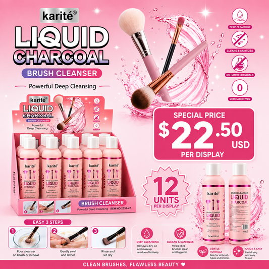 12PCS DISPLAY KARITE  LIQUID CHARCOAL BRUSH CLEANER 2331-47