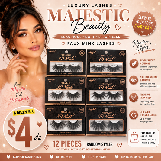 12PCS PACK MIX AMOUR US PREMIUM 3D MINK EYELASHES