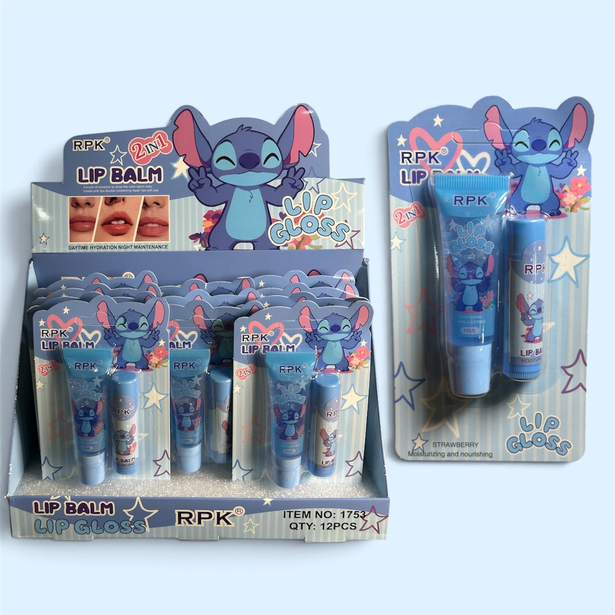 Set de bálsamo labial y brillo labial 2 en 1 RPK Blue Guy