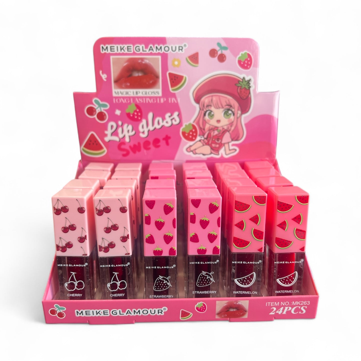 24PCS MEIKE GLAMOUR FRUIT TINT SWEET LIP GLOSS MK263
