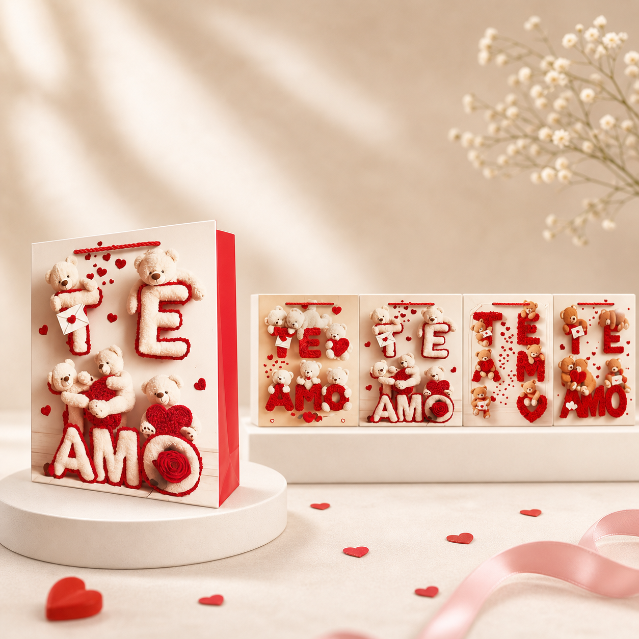 12PCS PACK TE AMO GLITTER GIFT BAGS BA2545