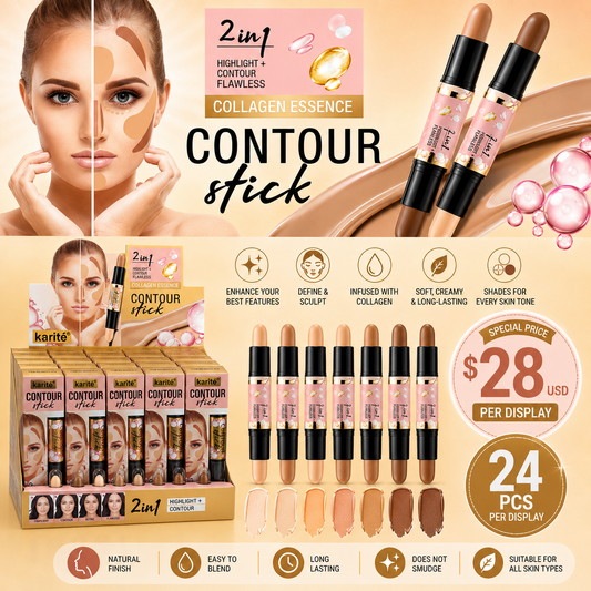 24PCS DISPLAY KARITE 2 IN 1 DUO CONTOUR STICK 68223-47A