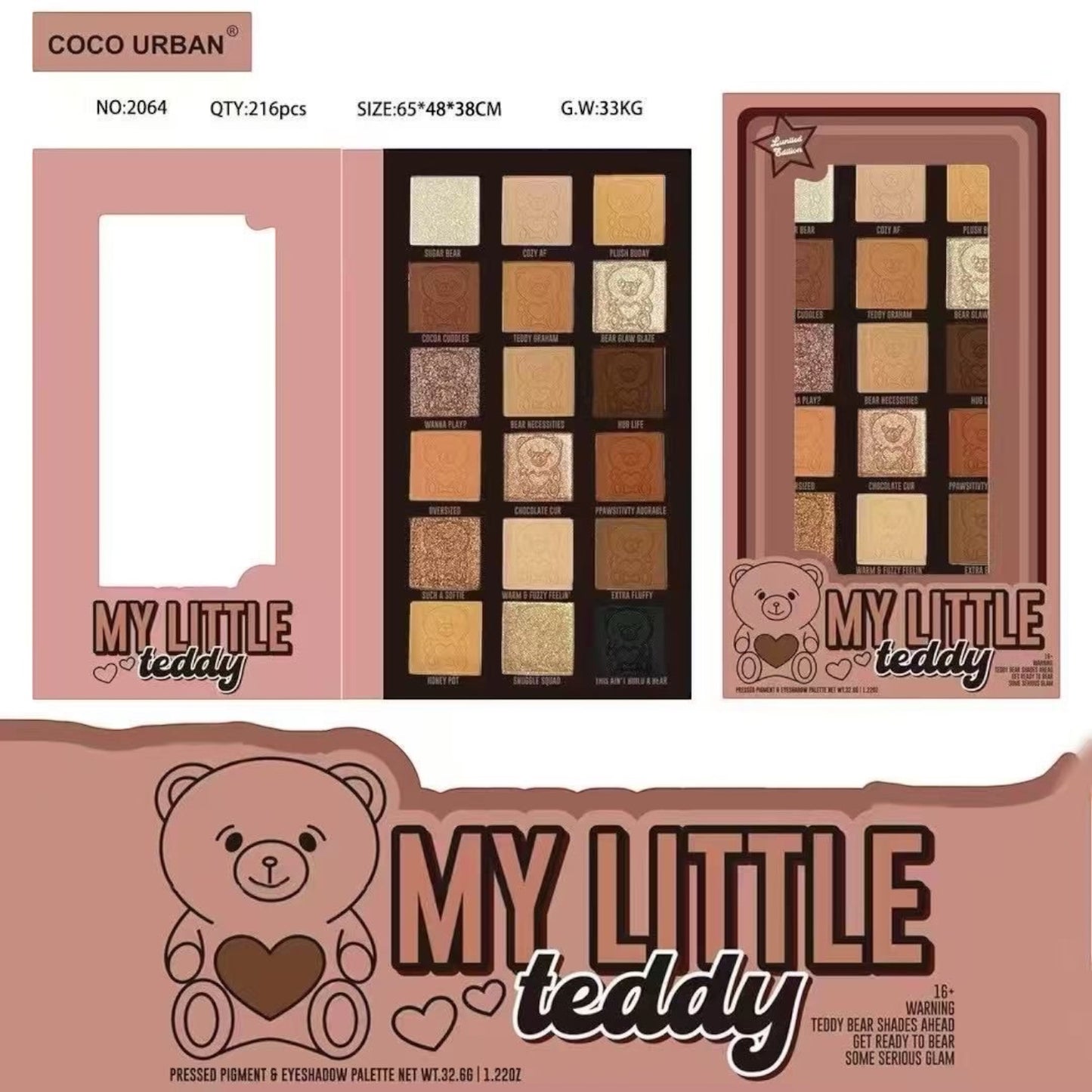 3PCS MY LITTLE TEDDY EYESHADOW PALETTE NO2064
