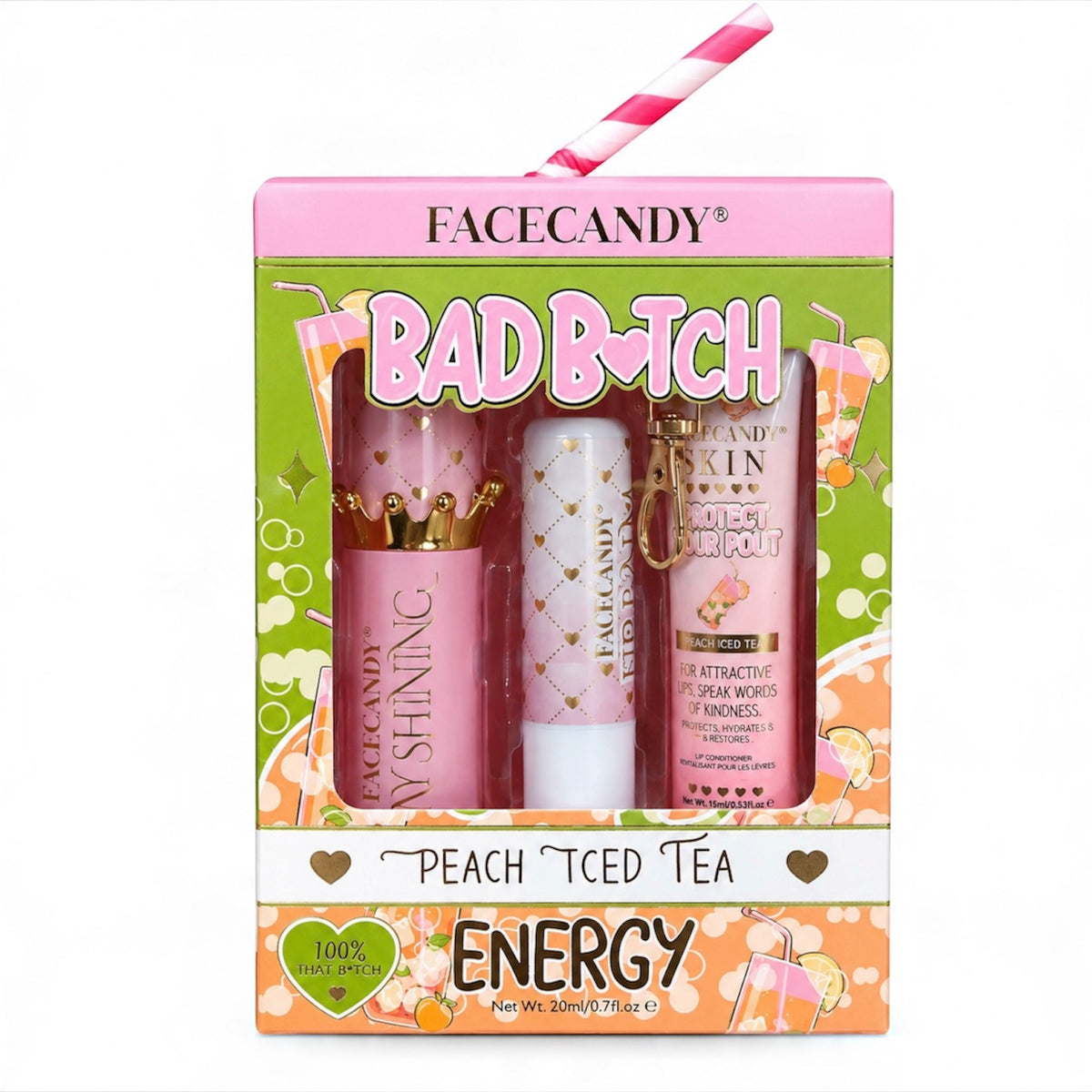 Set dúo de 3 piezas de té helado de durazno Bad B💗tch