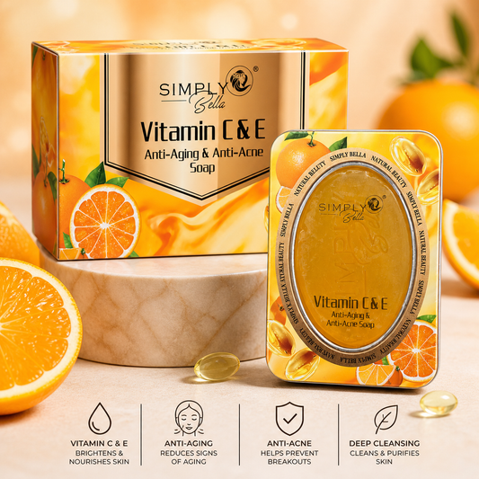 24PCS DISPLAY SIMPLE BELLA VITAMIN C&C ANTI-AGING & ANTI-ACNE SOAP