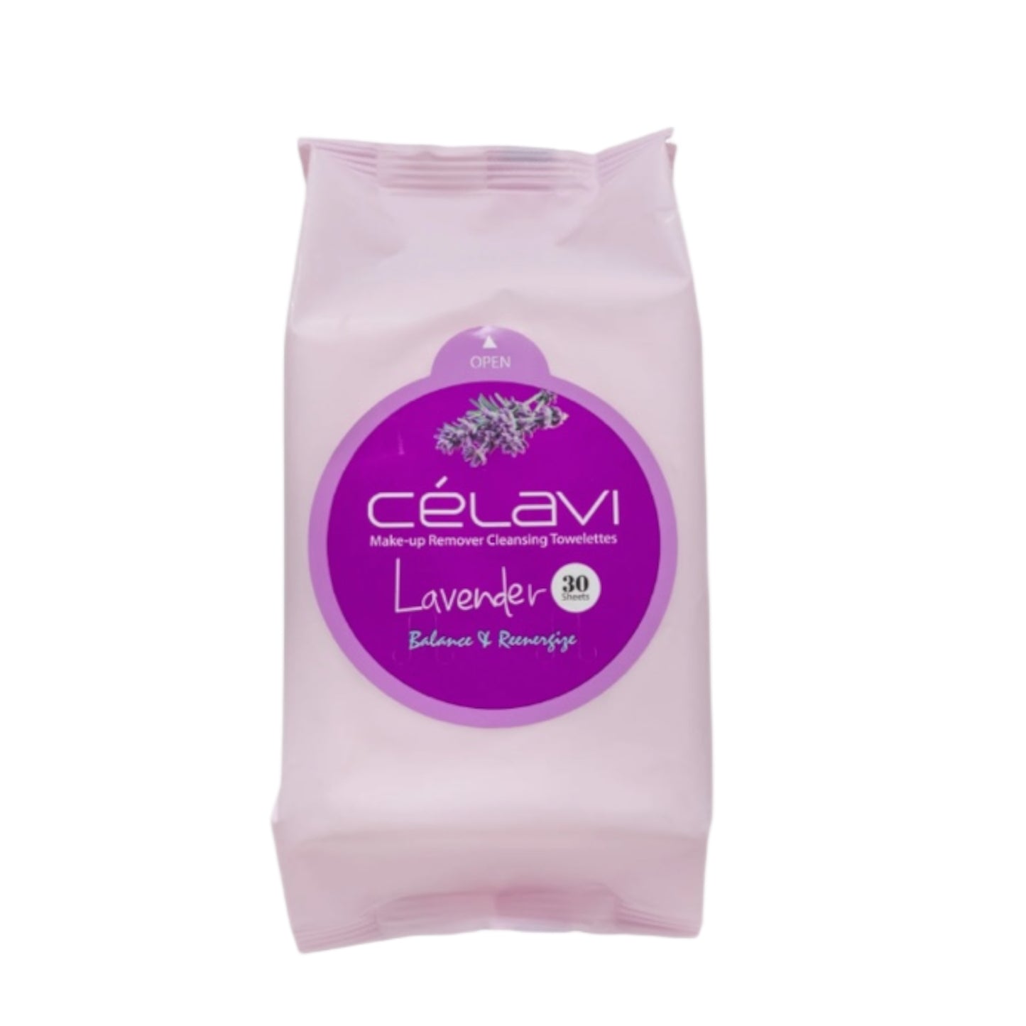 6PCS DISPLAY CELAVI LAVENDER MAKE-UP REMOVER CLEANSING TOWELETTES MT019