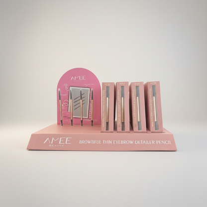 36PCS + 4 FREE TESTERS  DISPLAY AMEE BEAUTY BROWTIFUL THIN EYEBROW DETAILER PENCIL