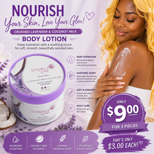 3PCS SIMPLY BELLA CRUSHED LAVENDER & COCONUT MILK LOTION SIB1062