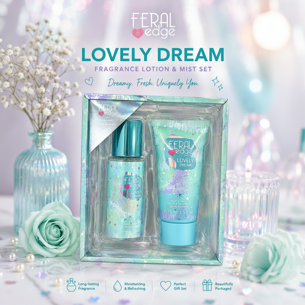 2 PCS AQUA FERAL EDGE FRAGRANCE LOTION & MIST LOVELY DREAM FEF-001S