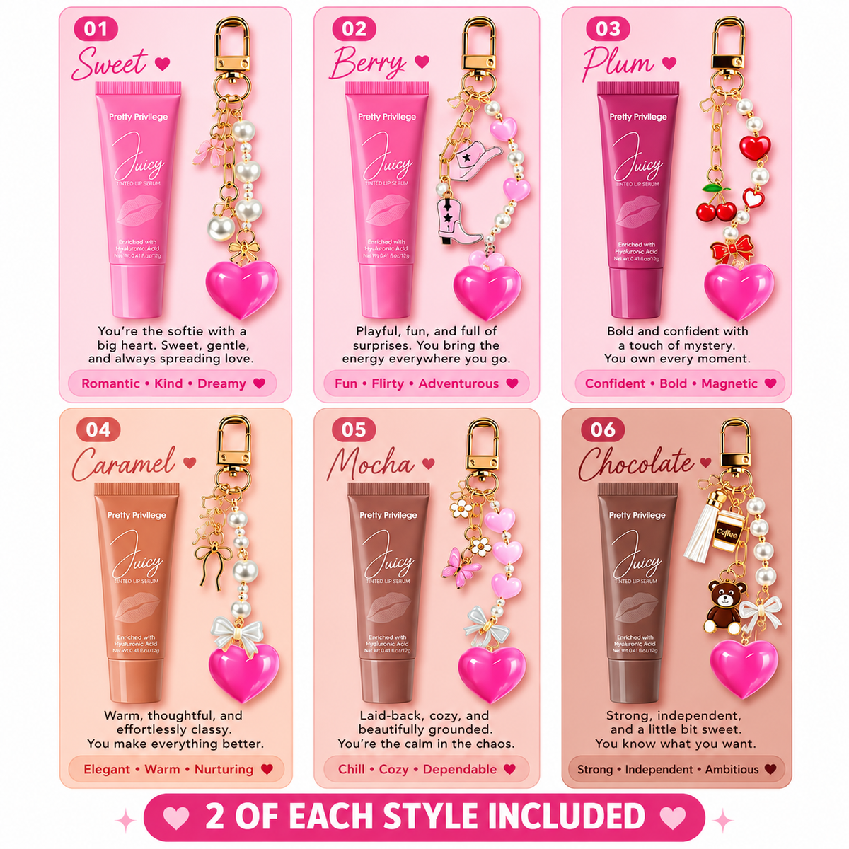 MEZCLA DE SUERO LABIAL CON COLOR JUICY DE PRETTY PRIVILEGE