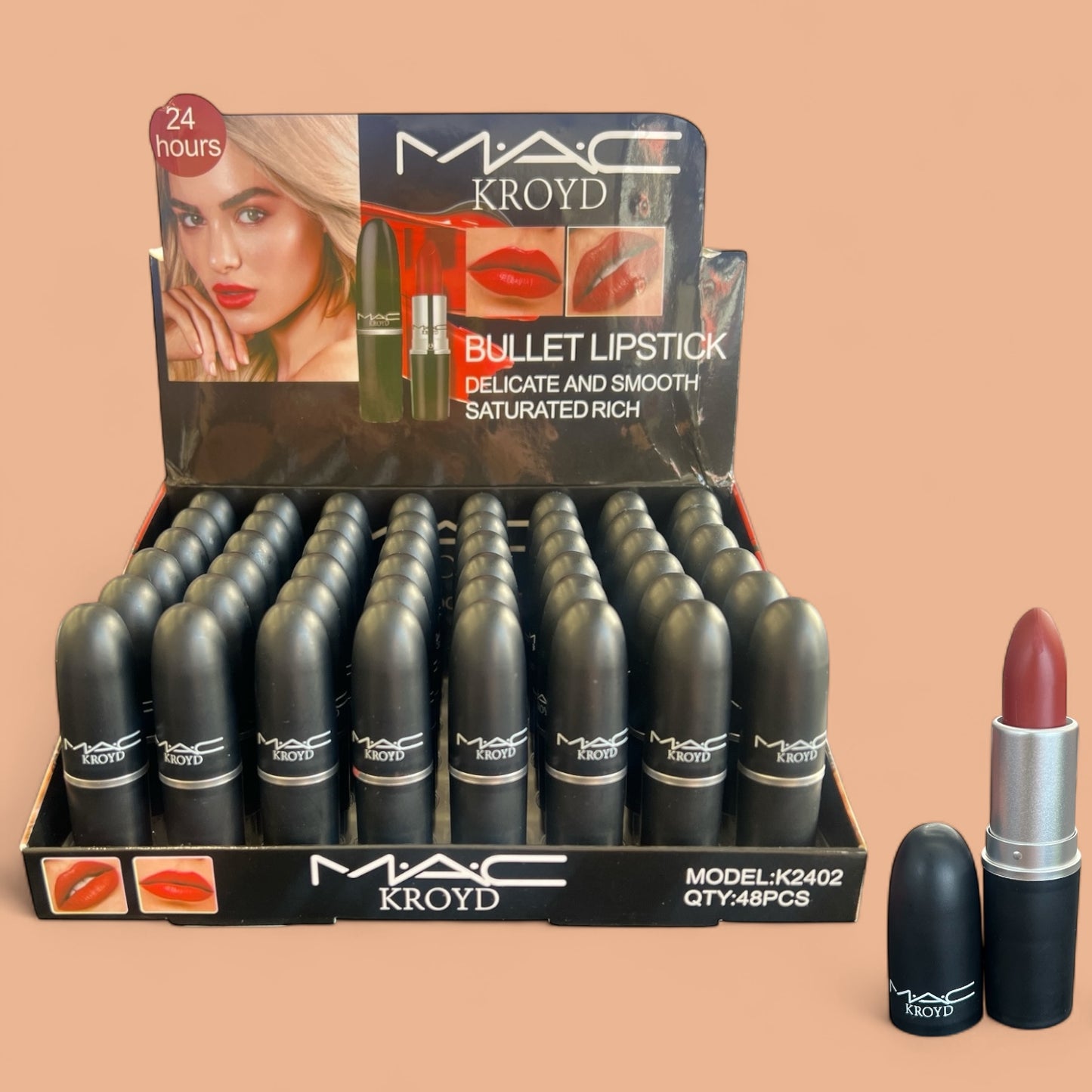 48PCS DISPLAY BULLET BROWN  LIPSTICK K2402