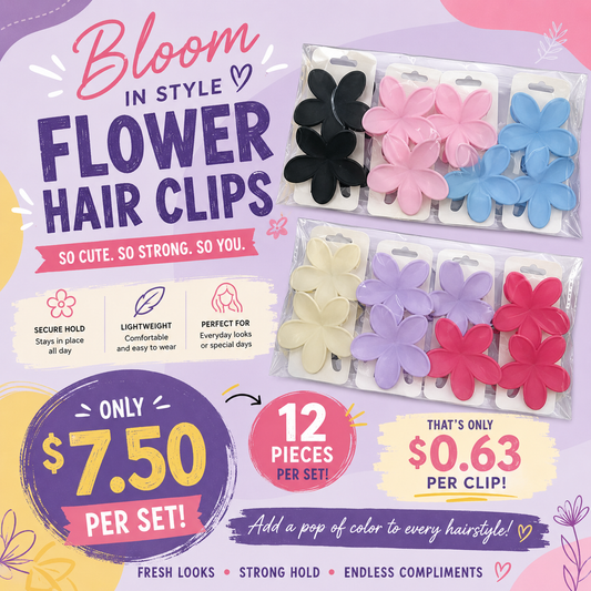12PCS PACK FLOWER STYLE HAIR CLIPS H2561