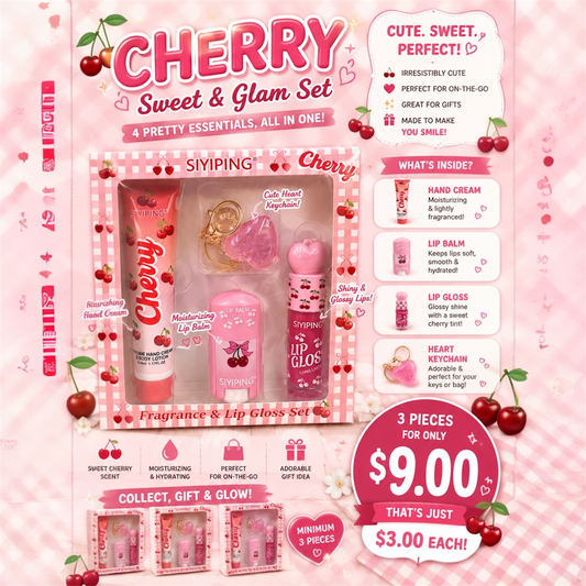 3PCS SIYIPING CHERRY FRAGRANCE & LIP GLOSS DUO SET SYP-ST56