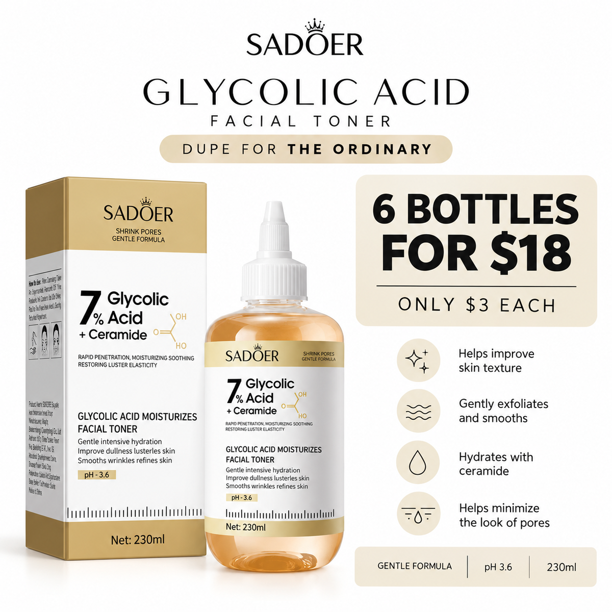 6PCS SADOER FACE TONER SD48769